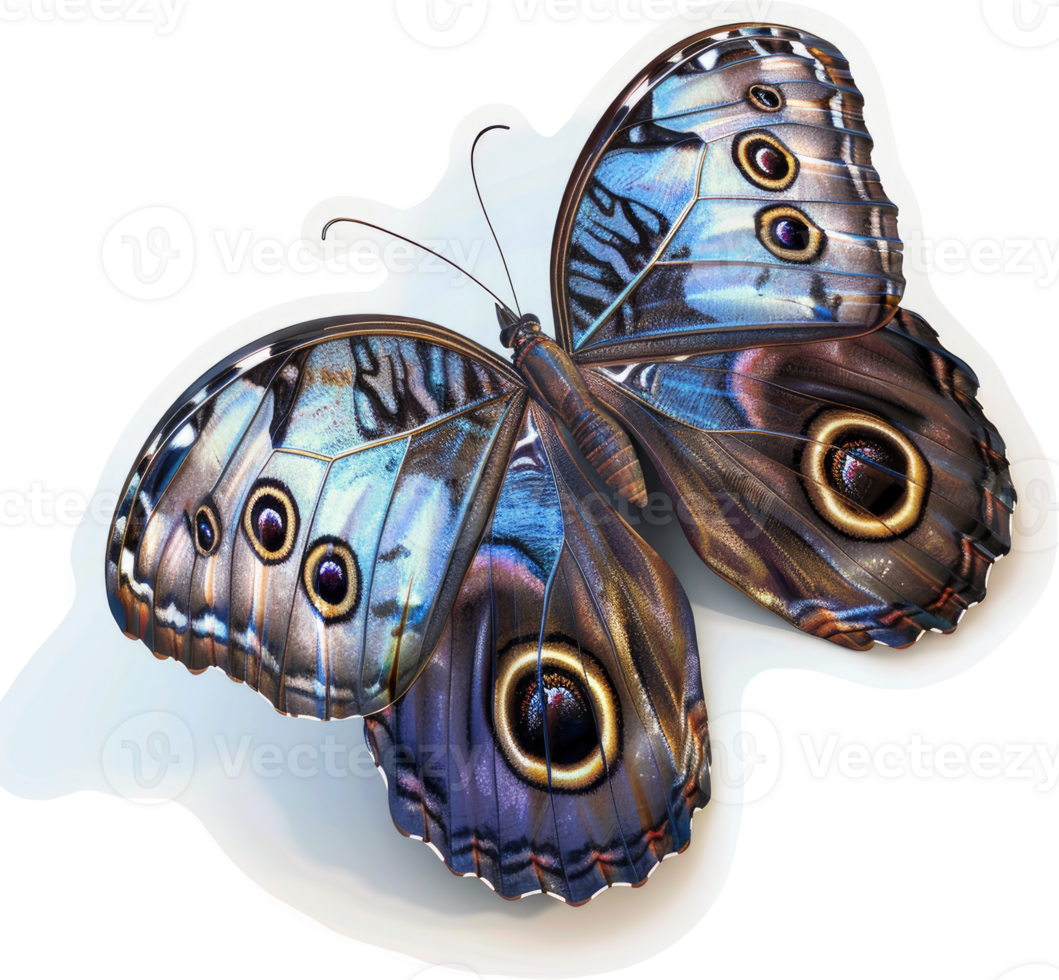 Exquisite iridescent butterfly displays intricate wing patterns. png
