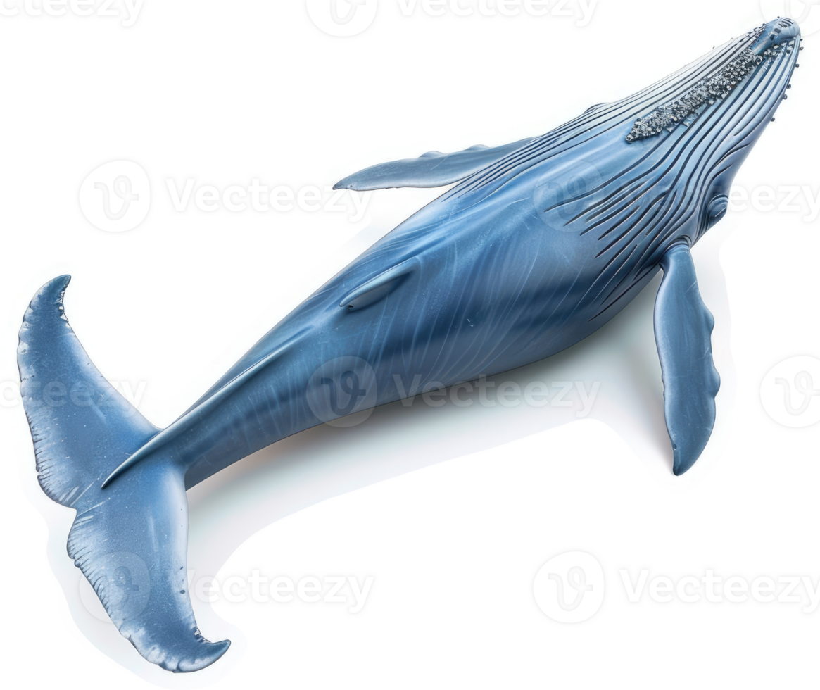 Majestic blue whale, viewed from above, displaying its anatomy. png
