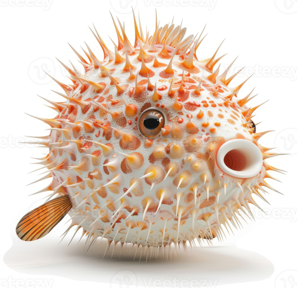 Ornate pufferfish with prominent spines. png