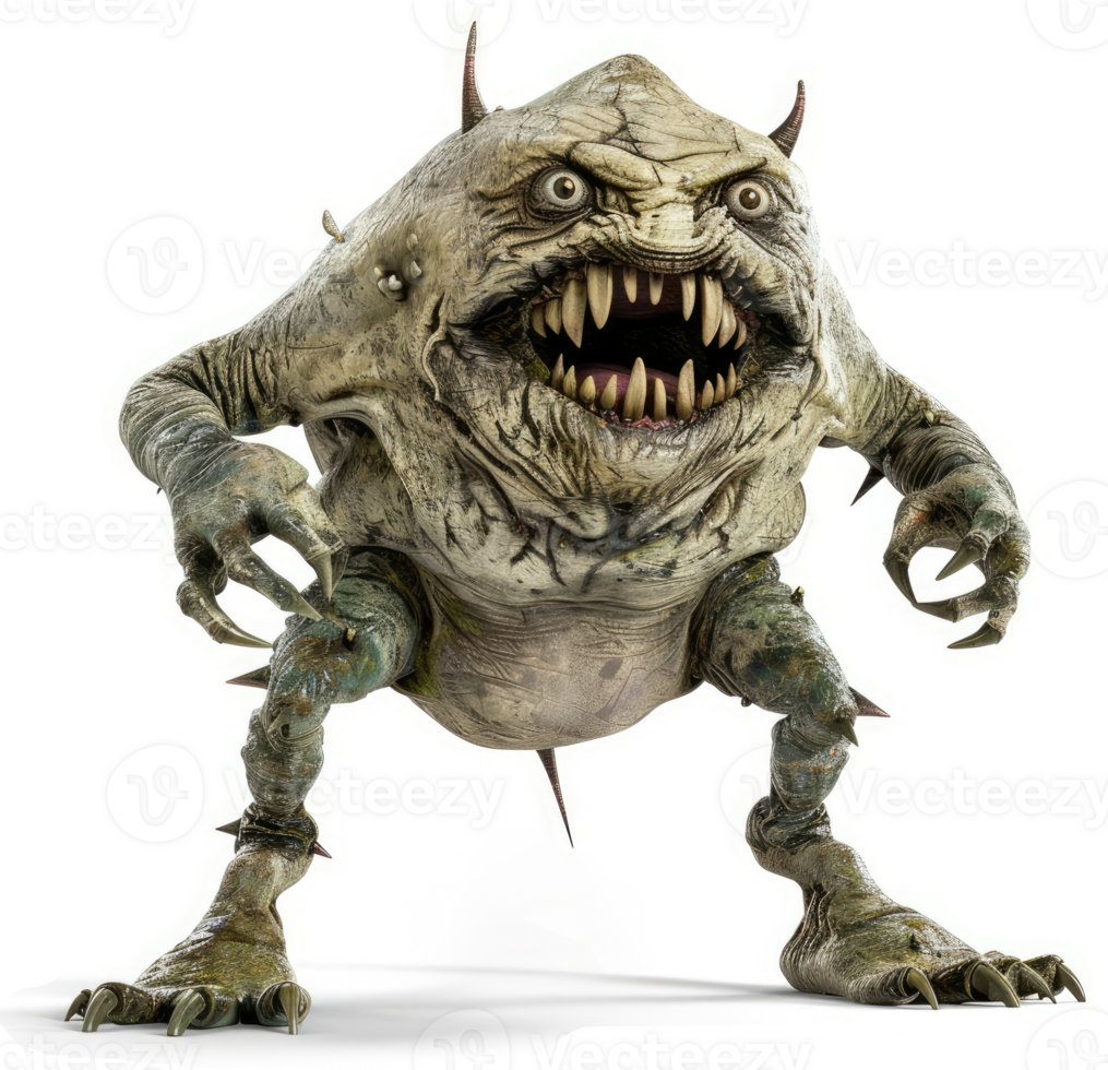 Creepy, grotesque creature with menacing features. png