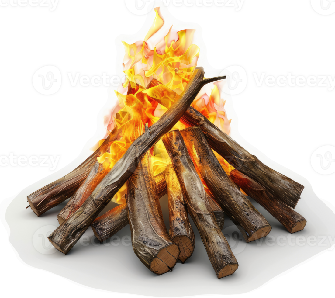 A vibrant campfire blaze with logs. png
