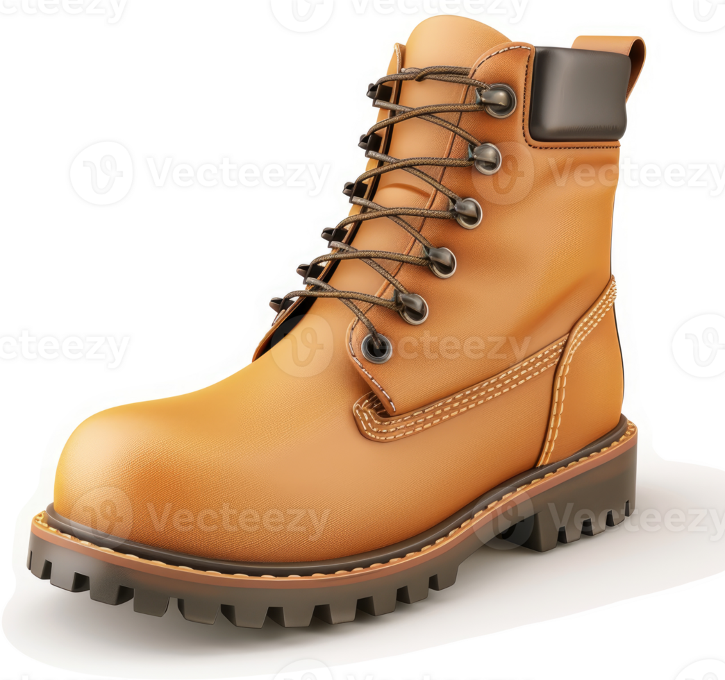 A sturdy, tan work boot with durable construction. png