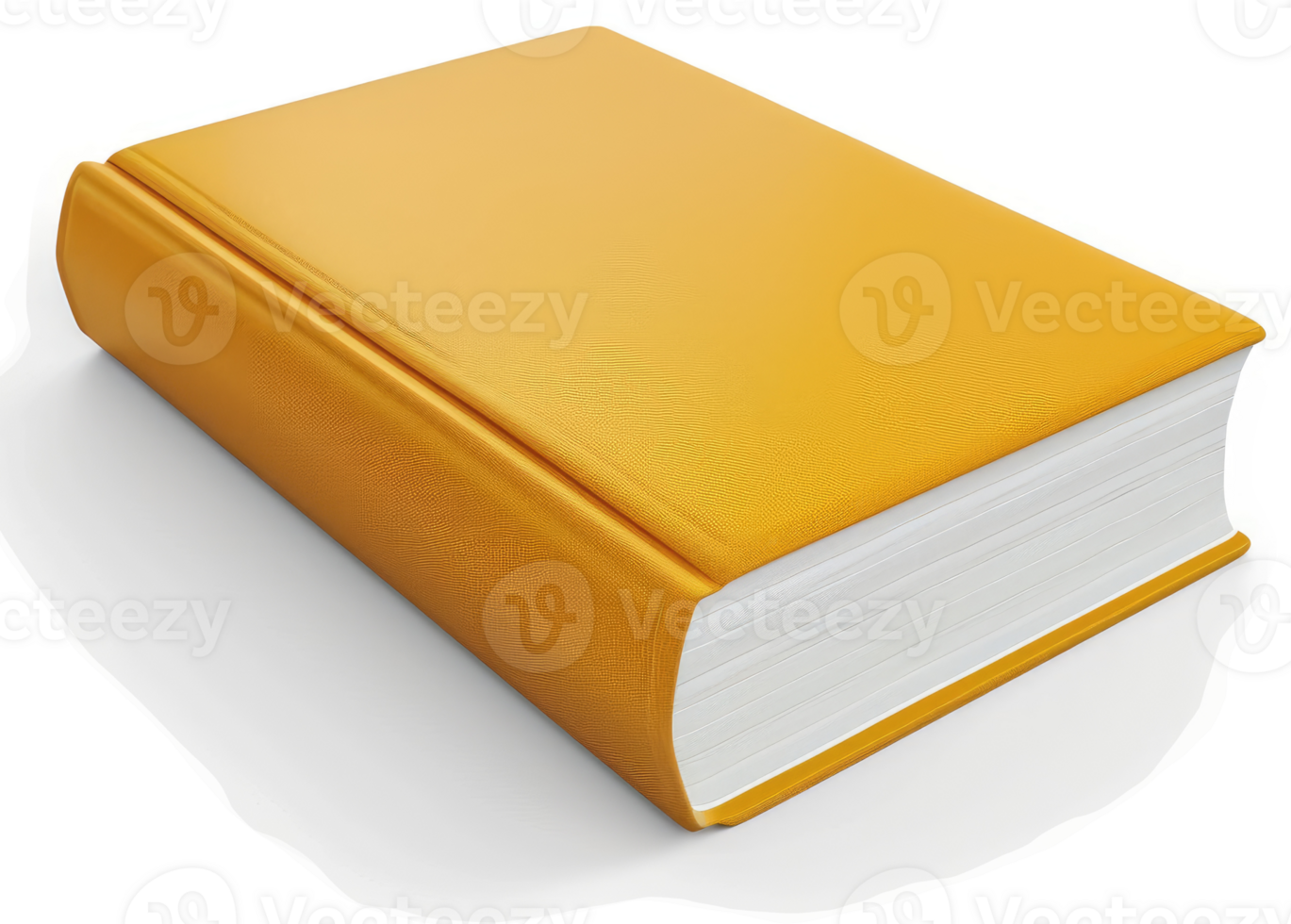 A golden-yellow hardback book rests on a plain surface. png