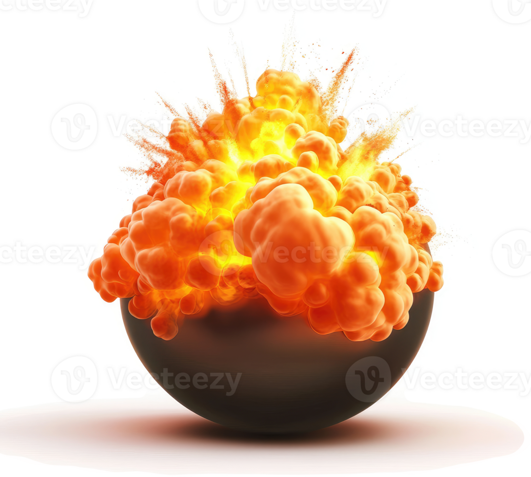 Fiery explosion emanating from a dark sphere. png