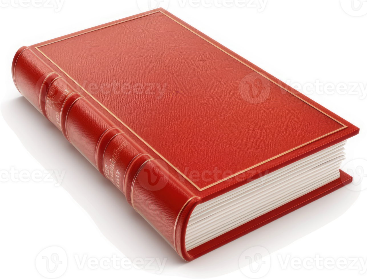 A meticulously crafted, red leather-bound book rests on a white surface. png