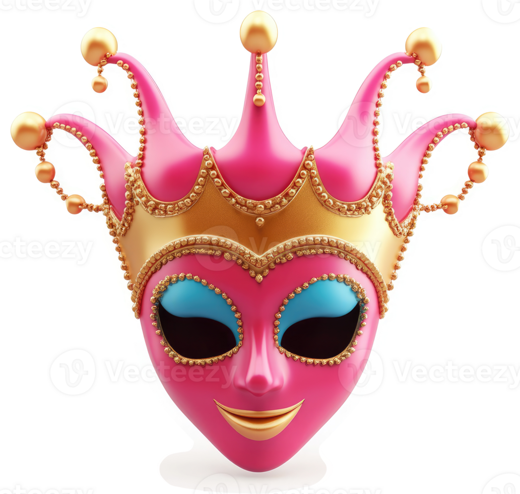 Pink jester mask with alien features. png