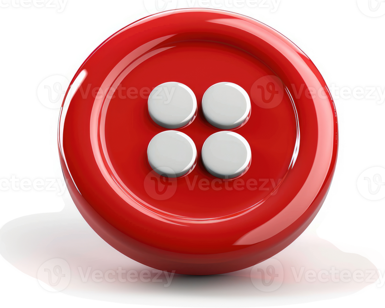 Glossy red button with four white centers. png