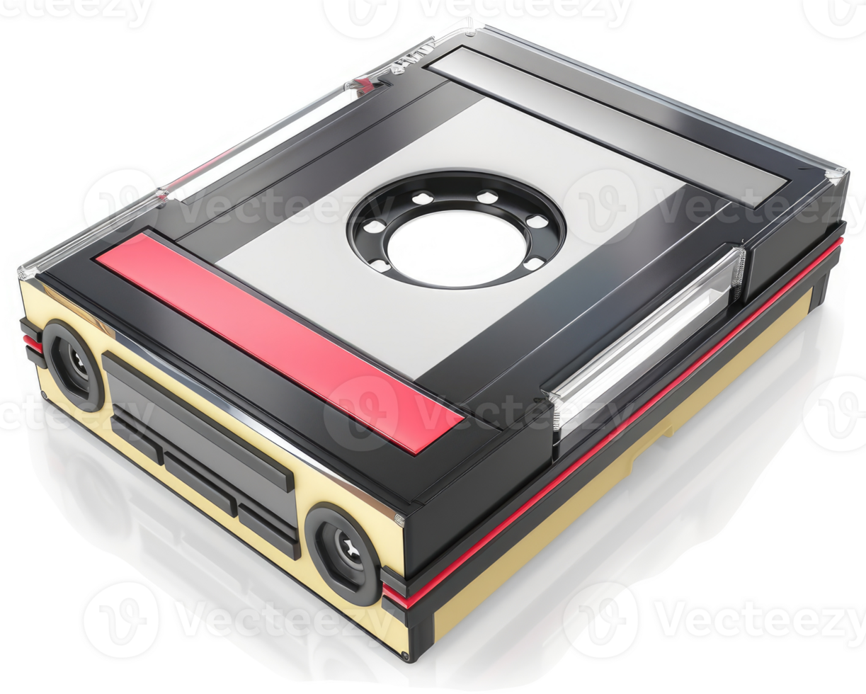Retro cassette tape, digitally rendered. png