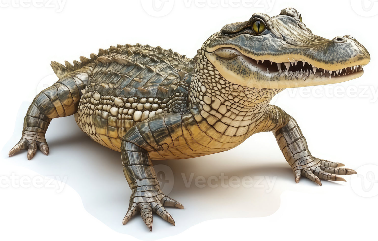 Young alligator resting in a horizontal position. png