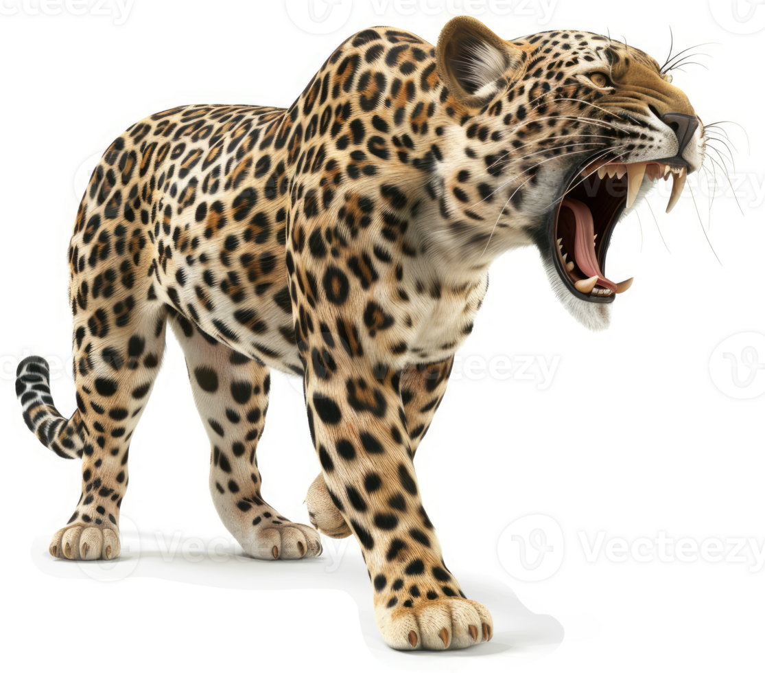Powerful leopard in a menacing stance. png