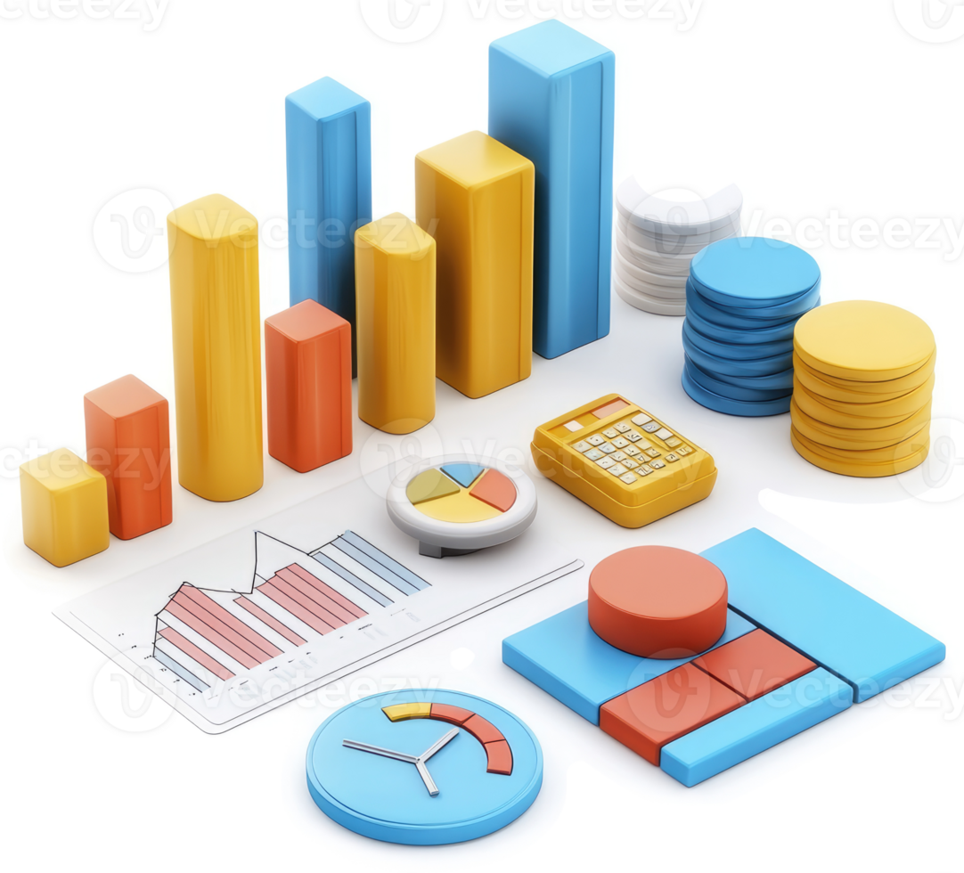 Colorful graphical representation of business data and metrics. png