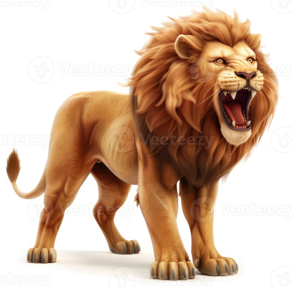 Majestic lion in a powerful roar. png