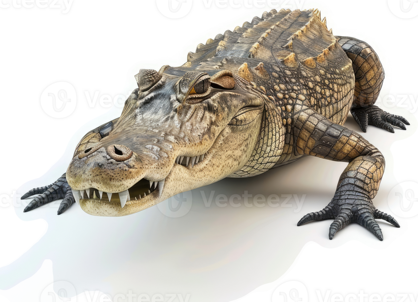A predatory American alligator, showcasing its formidable features. png