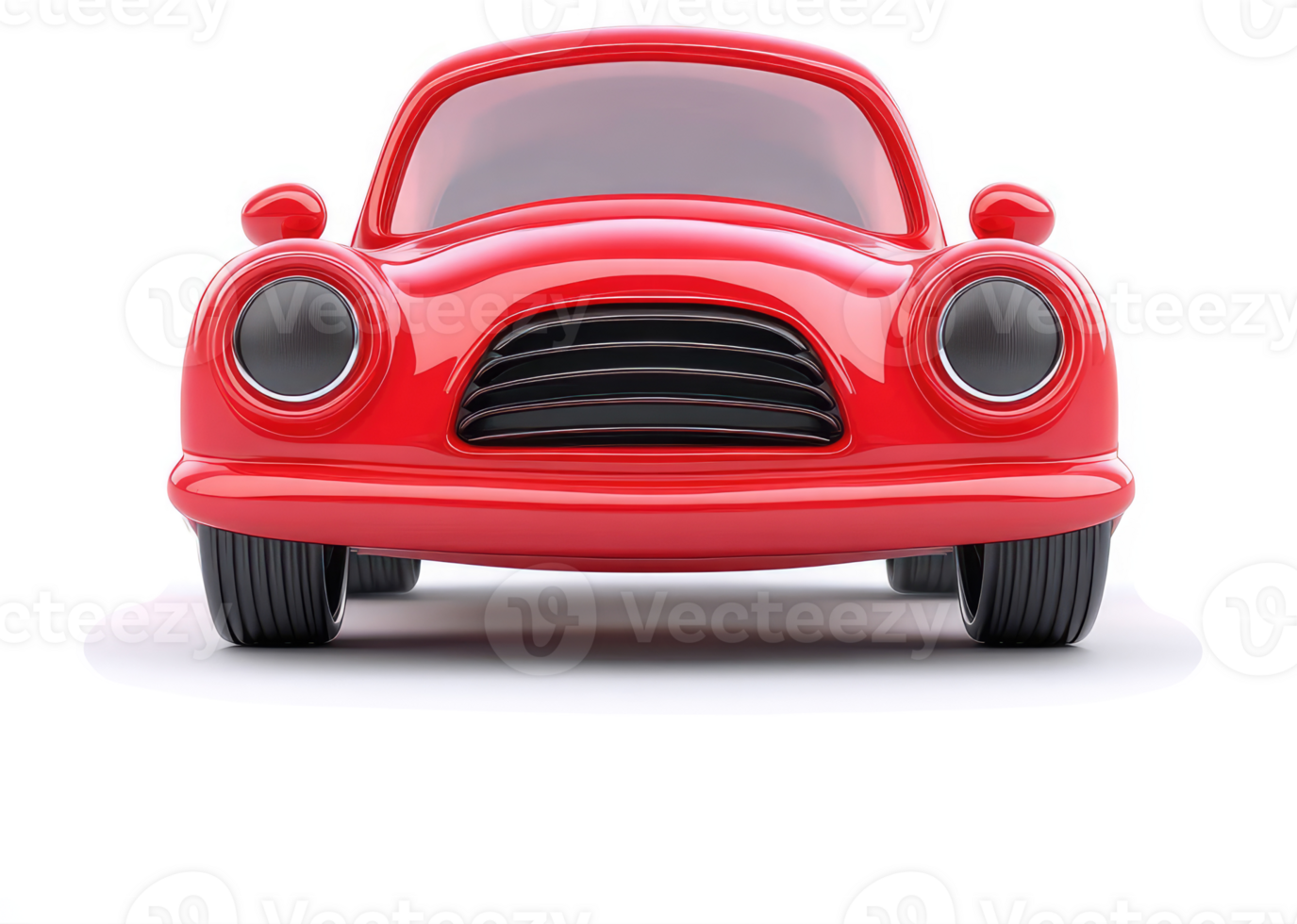Front view of a stylized, red vintage car. png