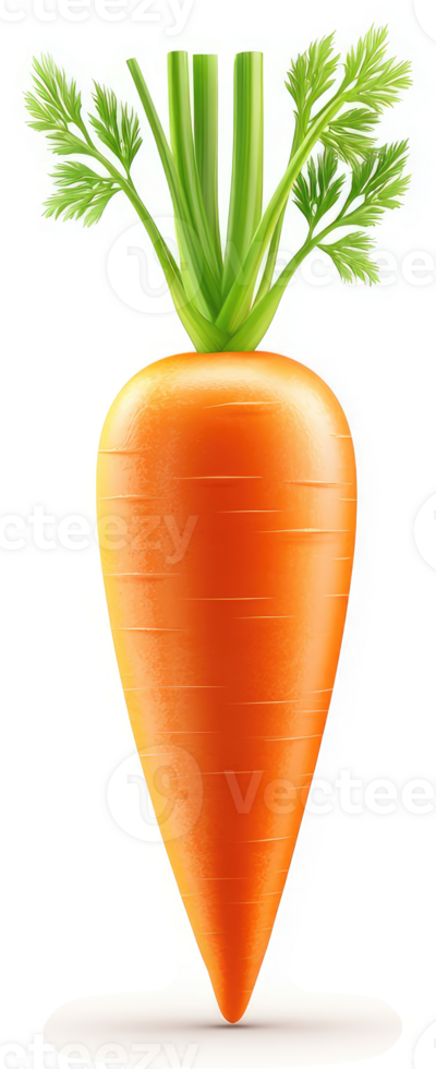 Fresh, vibrant carrot with green leaves. png