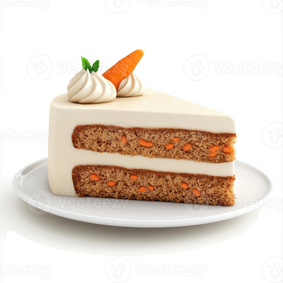 Delicious carrot cake slice with creamy frosting. png