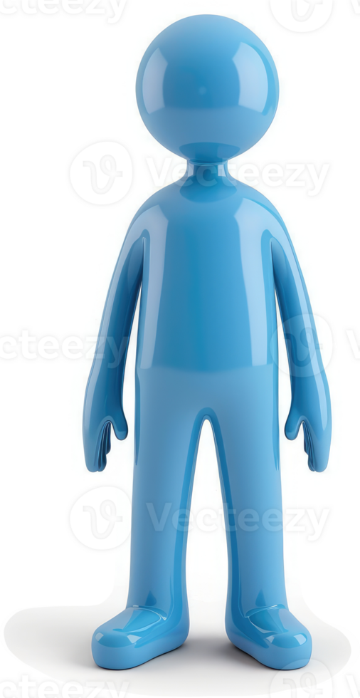 Glossy blue figure stands in neutral position. png