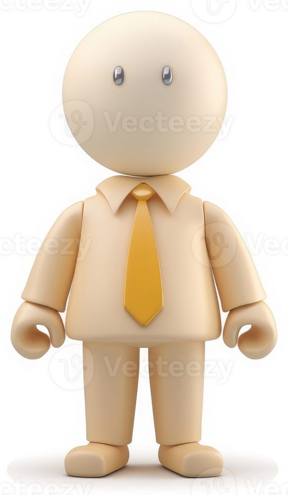 Beige cartoon business person figure stands facing forward. png