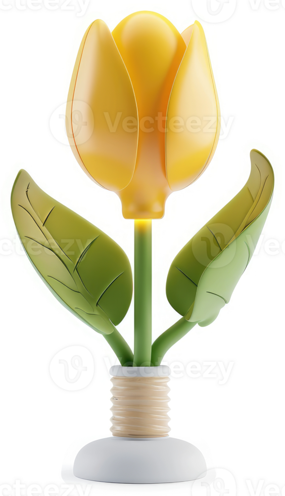 Illuminating yellow tulip-shaped nightlight. png