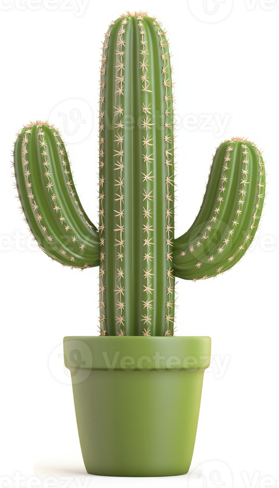 Vivid green saguaro cactus in a pot. png