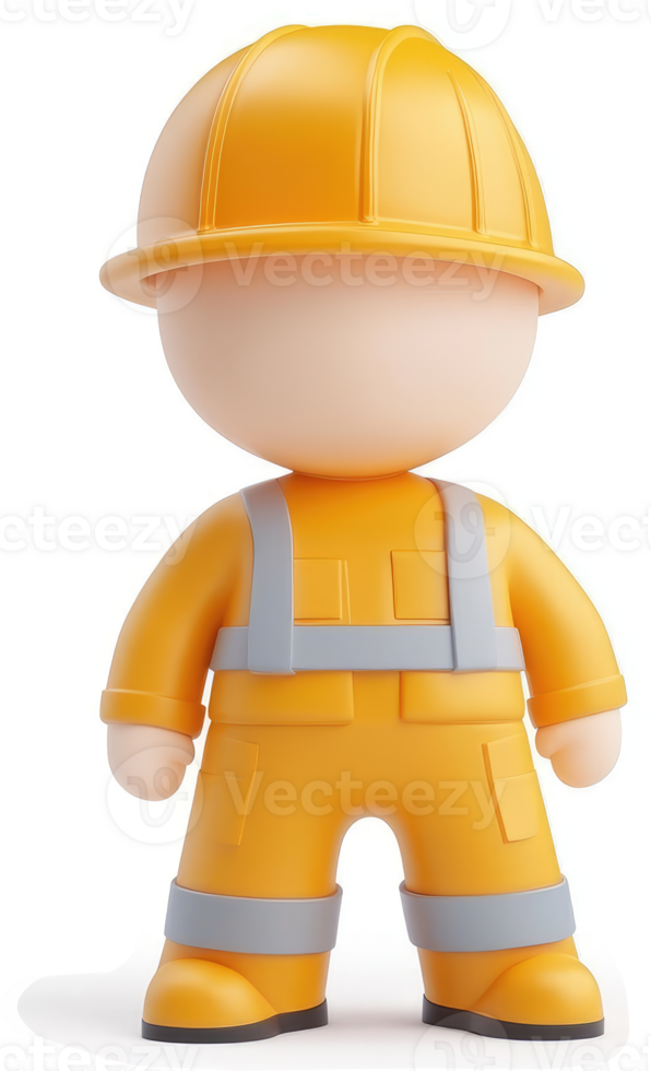 3d illustration of a worker in safety gear. png
