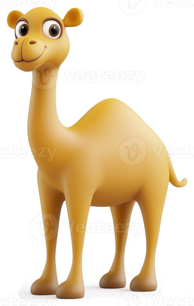 Friendly camel character, posed for a cheerful presentation. png
