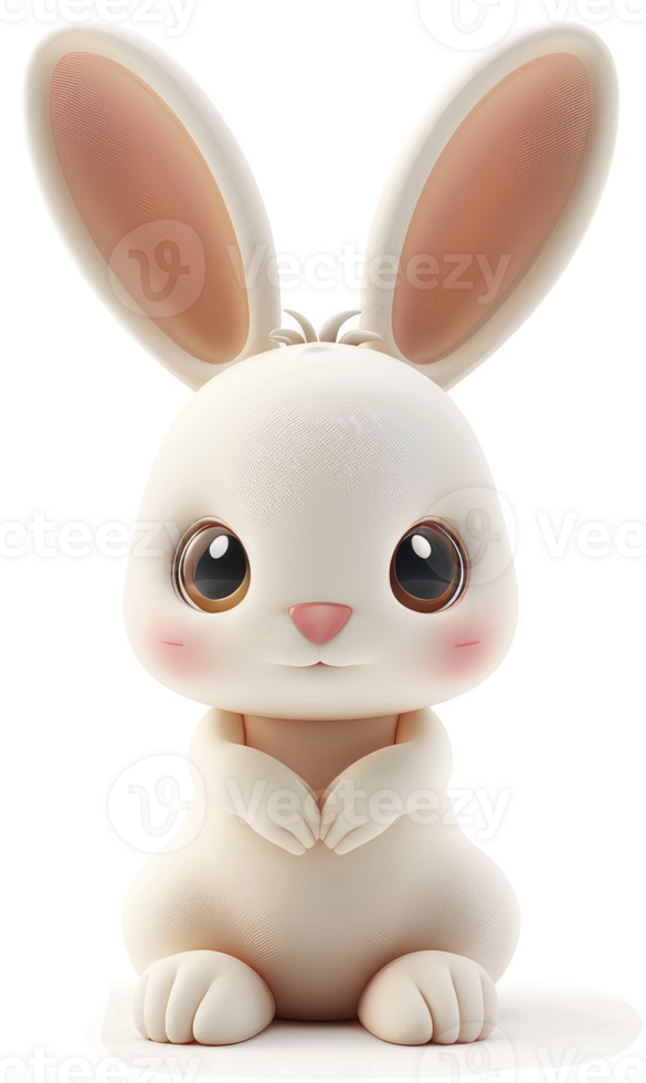 Cute cartoon rabbit with rosy cheeks. png