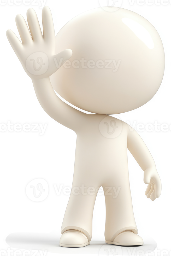 3D figure with outstretched hand, conveying a stop gesture. png