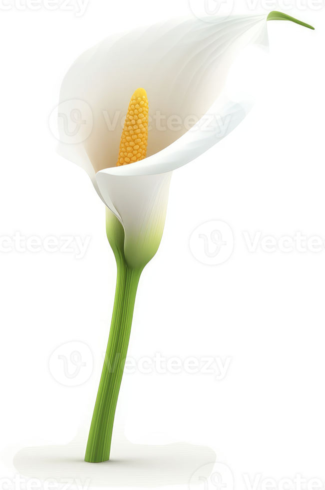 Graceful white calla lily in elegant pose. png