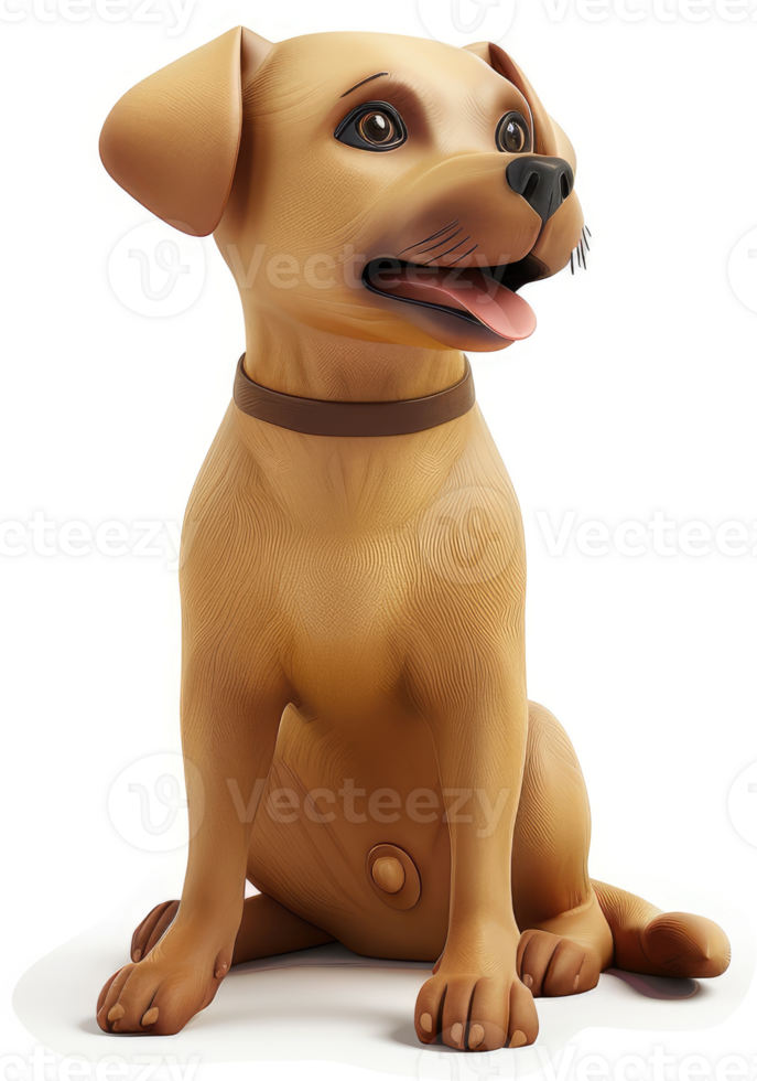 Digital illustration of a light brown puppy sitting upright. png