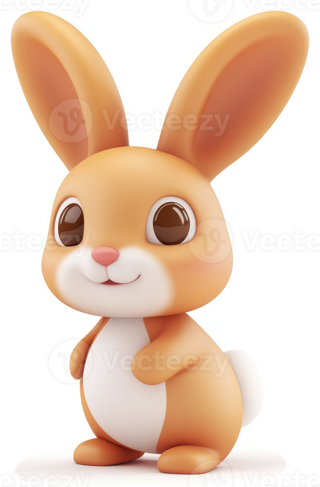 Cute cartoon rabbit character, standing proud. png