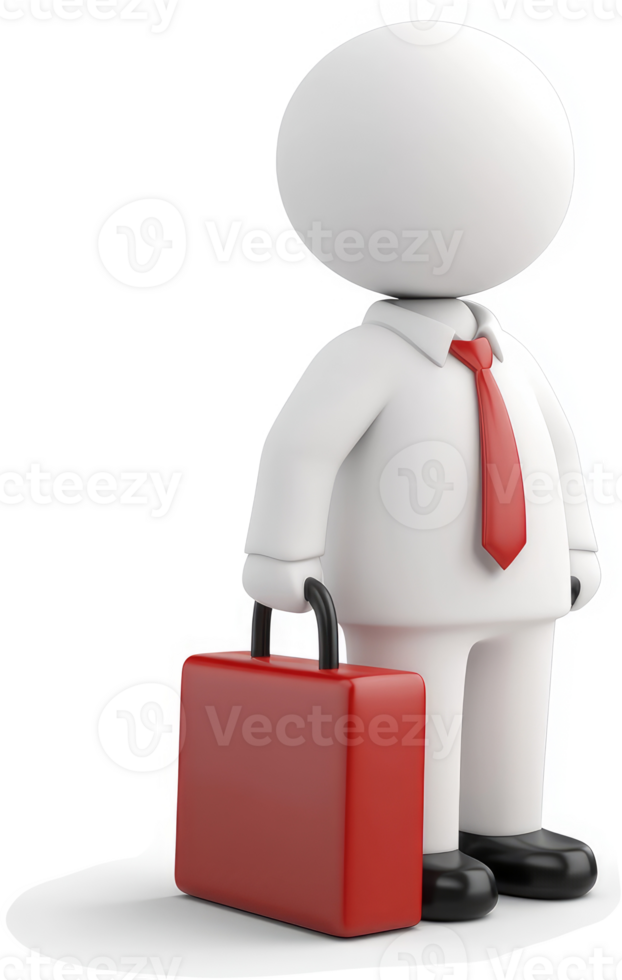 3D rendering of a businessperson with briefcase. png