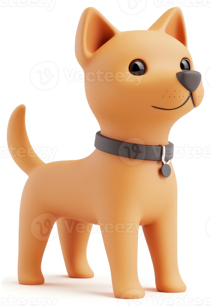 Smiling cartoon dog wearing a collar. png