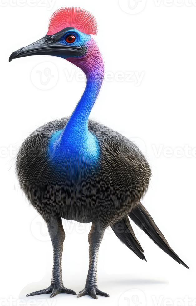 Vibrant cassowary bird with striking plumage. png