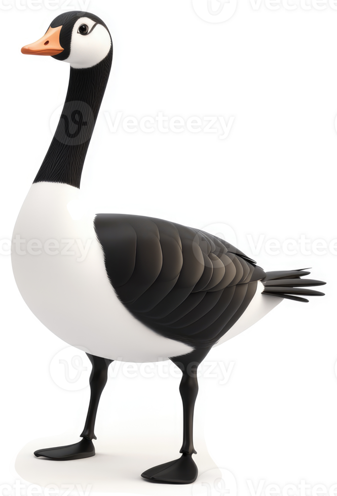 Cartoon goose, digitally rendered, displays detailed features. png