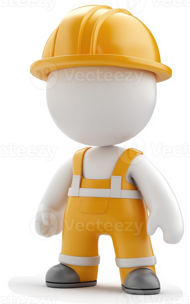 3d construction worker figure in safety gear. png