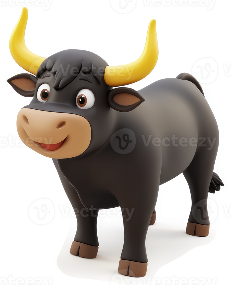 Cartoon bull with friendly expression. png