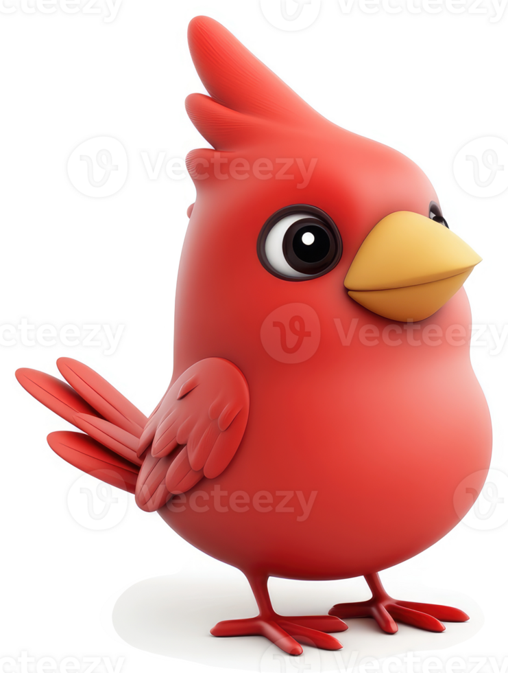 Cute, cartoonish red cardinal illustration. png
