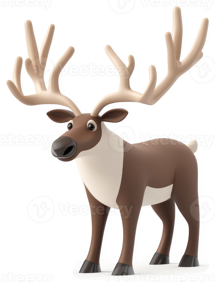 Cartoon reindeer with large antlers. png