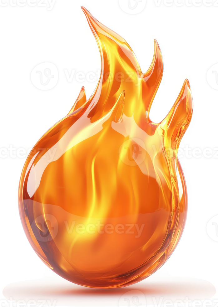 Orange sphere of flames against a black background. png