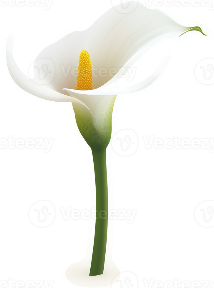 Elegant white calla lily, a vibrant botanical illustration. png