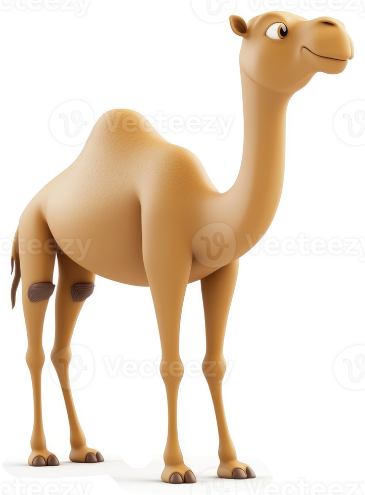 Cartoon camel with expressive features stands tall. png