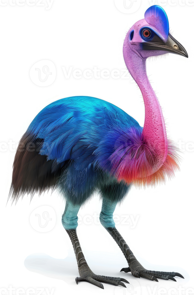 Vibrant colorful cassowary illustration. png