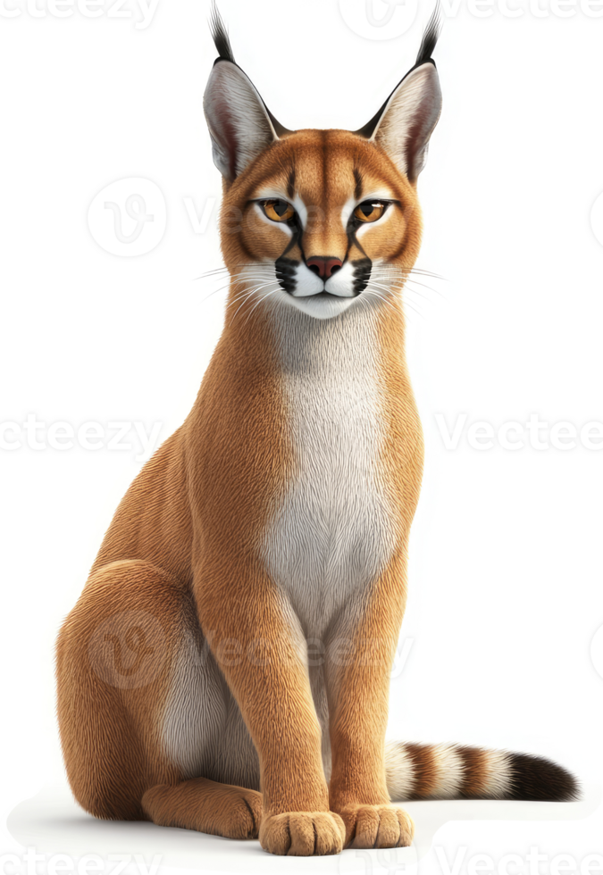 Caracal, a regal wild cat in a studio setting. png