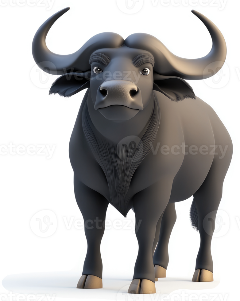 Cartoon depiction of a formidable cape buffalo. png