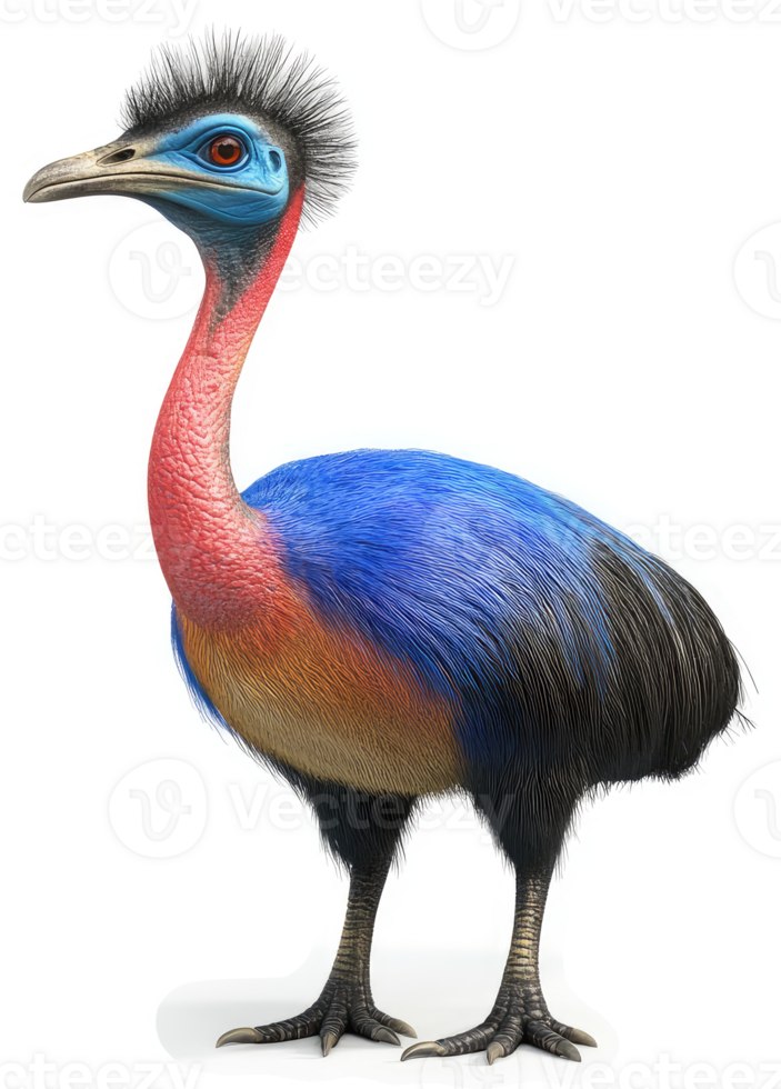 Colorful flightless bird with vibrant plumage. png