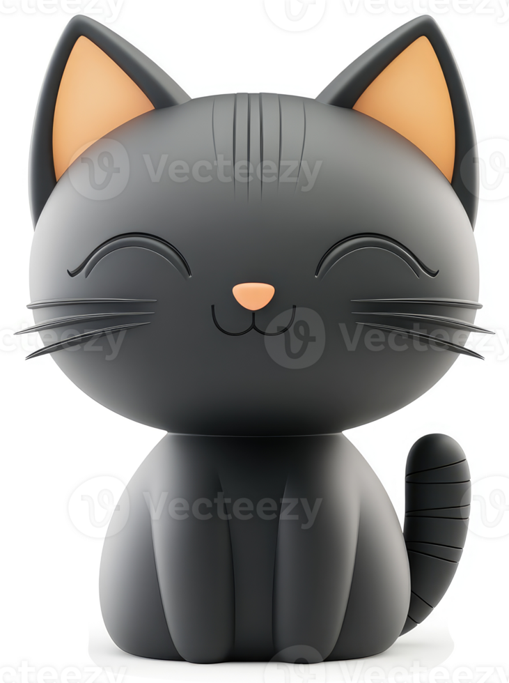 Smiling black cat piggy bank. png