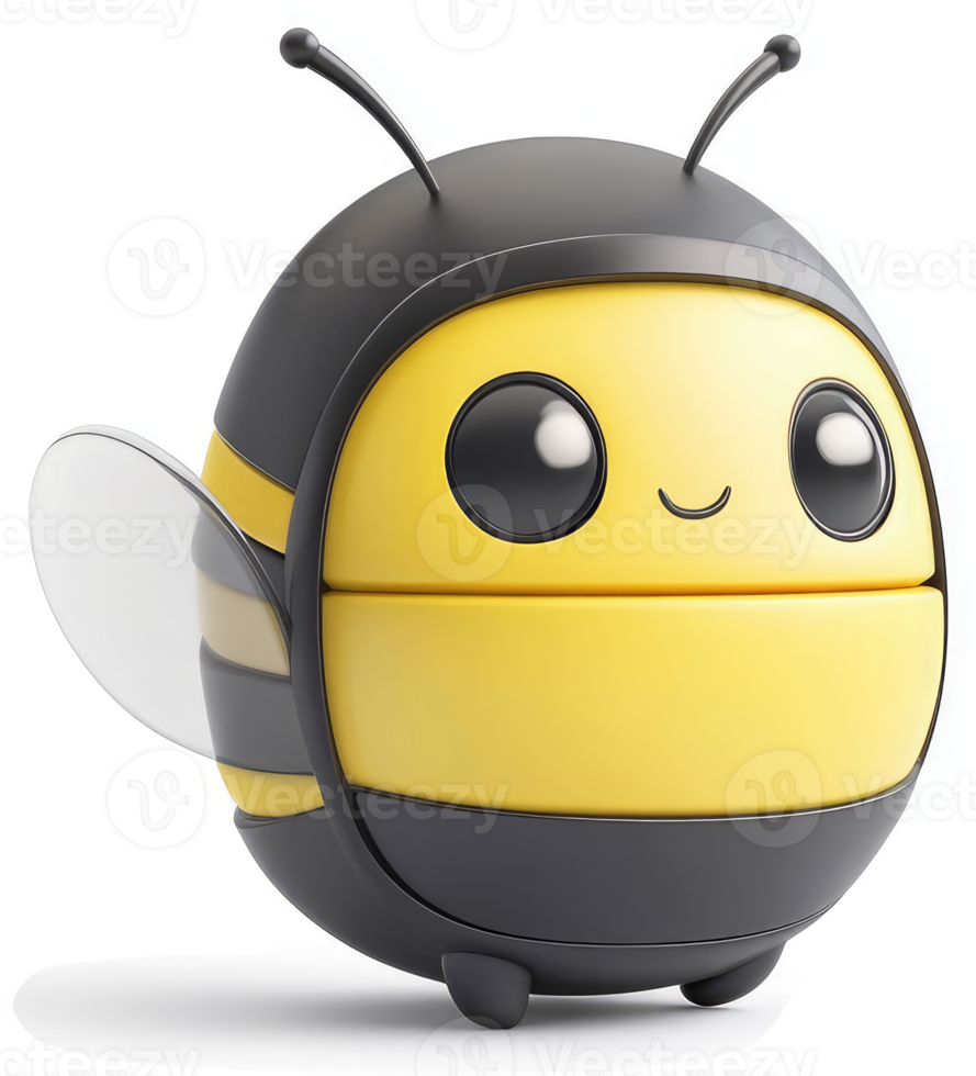 Cute, cartoon bee character with wide eyes and a cheerful expression. png
