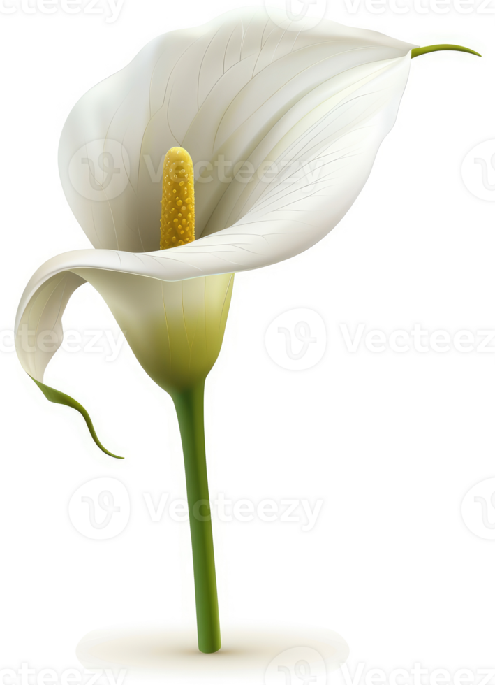 Elegant white calla lily, a solitary bloom. png