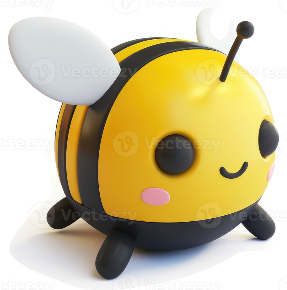 Cute cartoon bee with large eyes and soft features. png